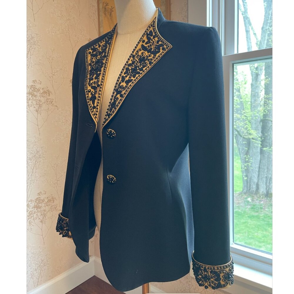 Albert Nipon Evening Jacket Black And Gold - image 6